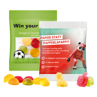 Minitüte 15 g Trolli Fruchtgummi Standardformen; Trolli Fruchtgummi Bärchen, Folie, weiß