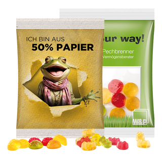 Maxitüte 50 g Trolli Trolli Fruchtgummi Autos; recyclingfähiges Papier, weiß