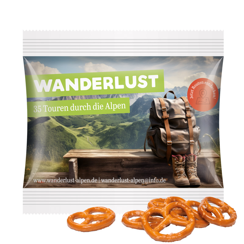 Snack Miditüte; Mini Salzbrezeln, Kompostierbare Folie, transparent
