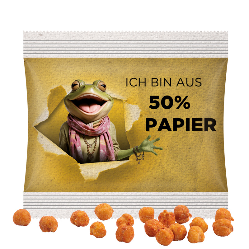 Snack Miditüte; Knabber-Kichererbsen, recyclingfähiges Papier, weiß