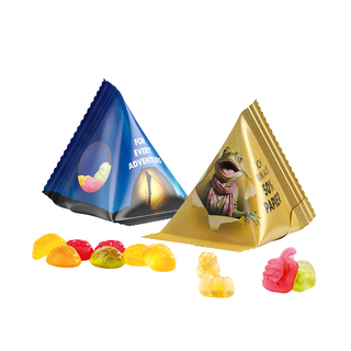 Tetraeder 15 g Trolli Fruchtgummi Standardformen; Trolli Fruchtgummi Handy, Folie, transparent