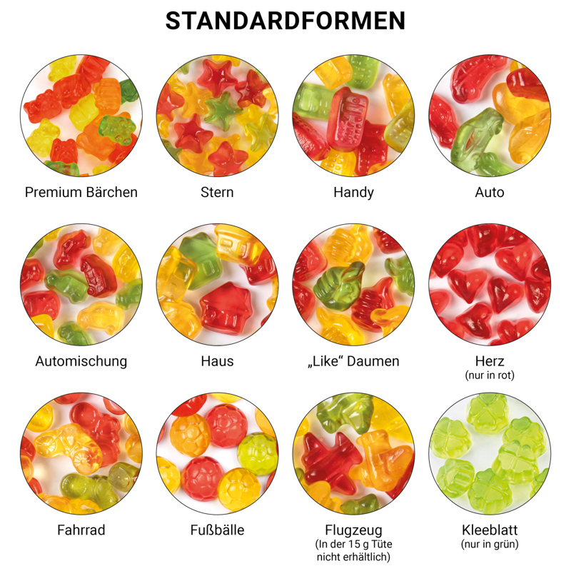 Tetraeder 15 g Trolli Fruchtgummi Standardformen