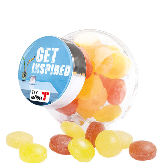 Bonbonglas mini; Cavendish & Harvey Mini Bonbons Fruchtmix, transparent