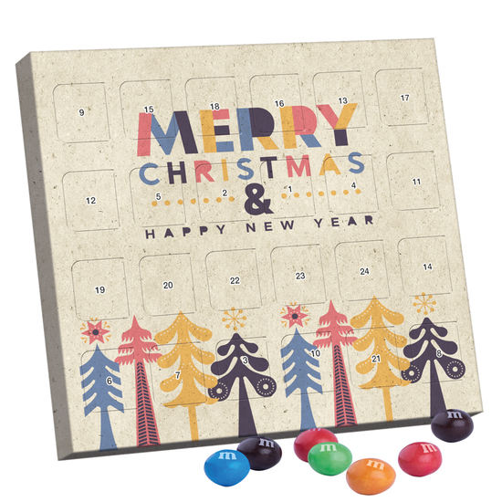 XS Adventskalender Graspapier; 24 M&M's Crispy Knusperkugeln