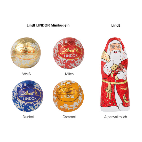 Adventskalender rund Lindt; 24 LINDOR Mini Kugeln