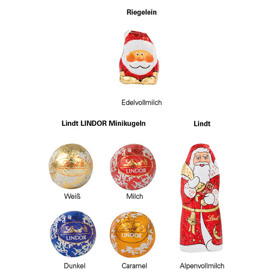 Standbodenbox Weihnachten Lindt; 4 Lindt LINDOR Mini Kugeln