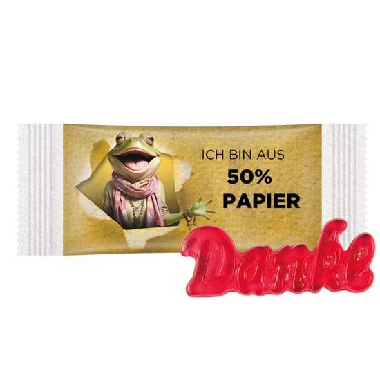 Fruchtgummi 1er Danke, Kartons à 250 Stück, 7 Kartons im Umkarton, Folie, transparent