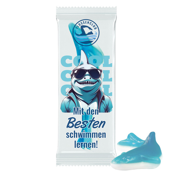 Fruchtgummi 1er Hai, Kartons à 250 Stück, 7 Kartons im Umkarton, Folie, weiß