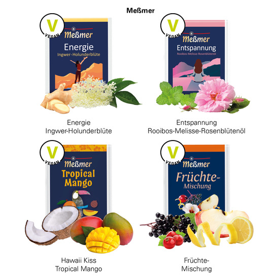 Werbekarte Midi Meßmer; 1 Meßmer Teebeutel Hawaii Kiss Tropical Mango
