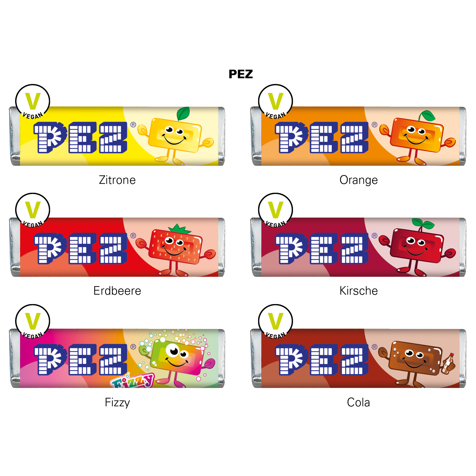 Werbekarte Visitenkartenformat PEZ; 1 PEZ Bonbonriegel, Fizzy