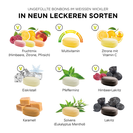 Bonbon ungefüllt; Zitronen Bonbons, oval, einzeln eingewickelt