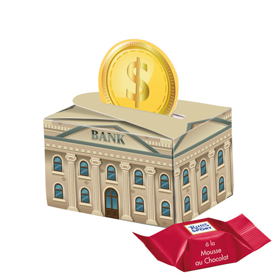 Geschenkbox Mini rund; 2 Ritter SPORT Schokowürfel Mousse au Chocolate (nur sortenrein)