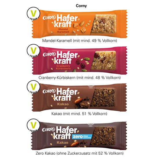 Corny Haferkraft Riegel; 1 Corny Haferkraft Riegel Zero, Sorte Kakao