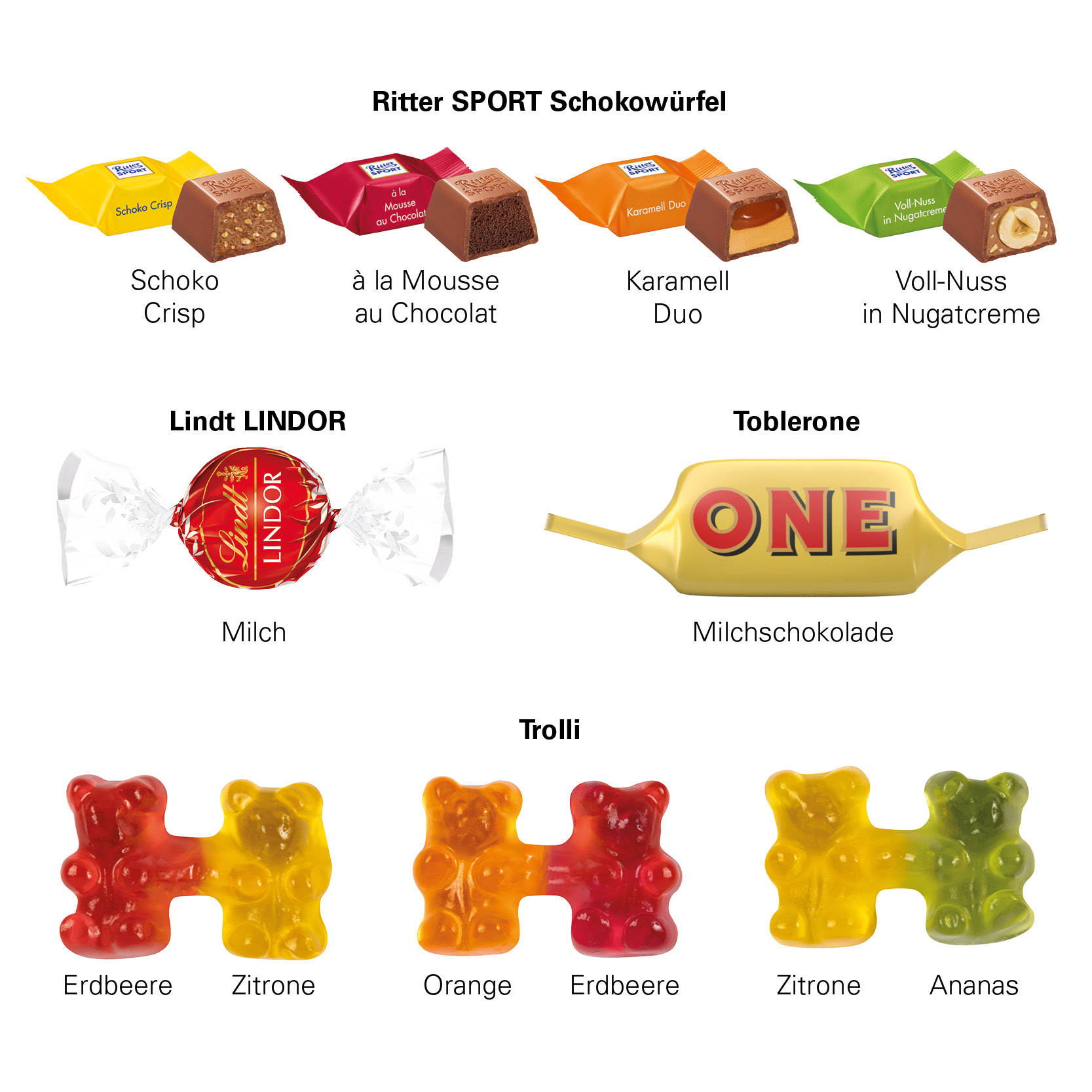Adventskalender ECO L; 24 Trolli Fruchtgummi Teambärchen