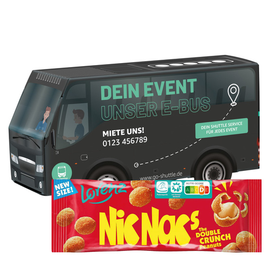 3D Präsent Bus; 1 Tütchen Lorenz Nic Nac‘s