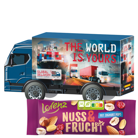 3D Präsent LKW; 1 Tütchen Lorenz Nuss & Frucht