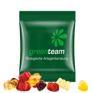 Minitüte,10 g, kompostierbare Folie weiß, Trolli Fruchtgummibären, 30% Fruchtsaftqualität Exquisit