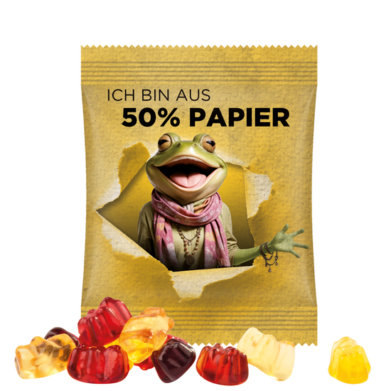 Minitüte,15 g, Papierfolie weiß, Trolli Fruchtgummibären, 30% Fruchtsaftqualität