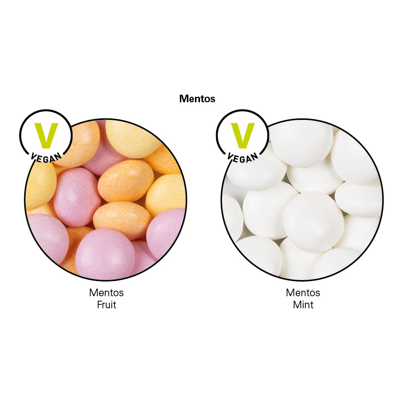 Minitüte, 8 g, recyclingfähiges Papier weiß, Mentos Kaudragee Mint