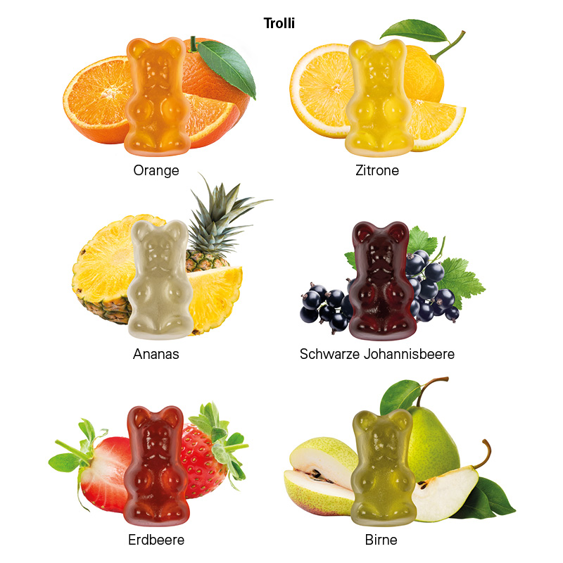 Minitüte, 12 g, recyclingfähiges Papier weiß, Trolli Vegane Gummibärchen, 14% Fruchtsaft