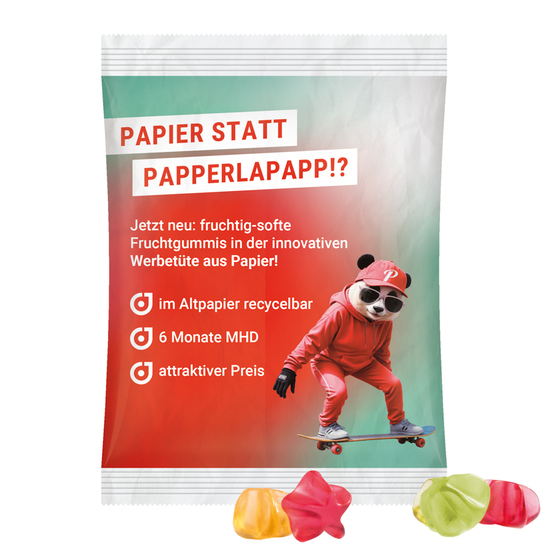 Maxitüte, recyclingfähiges Papier weiß, Trolli Sterne