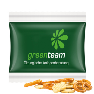 Snack Miditüte, Mini Brezeln, kompostierbare Folie weiß