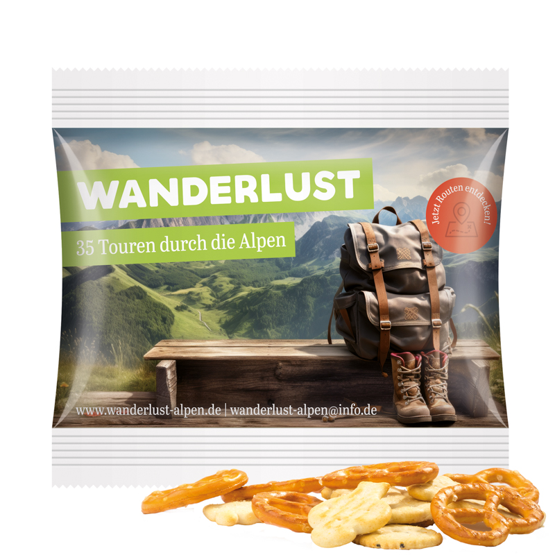 Snack Miditüte, Mini Brezeln, Folie weiß