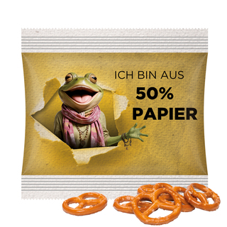 Snack Miditüte, Mini Brezel, Folie mit ca. 50% Papieranteil, weiß