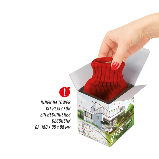 Tower Adventskalender, Graspapier, Alpenmilch-Schokotäfelchen in Pergaminpapier