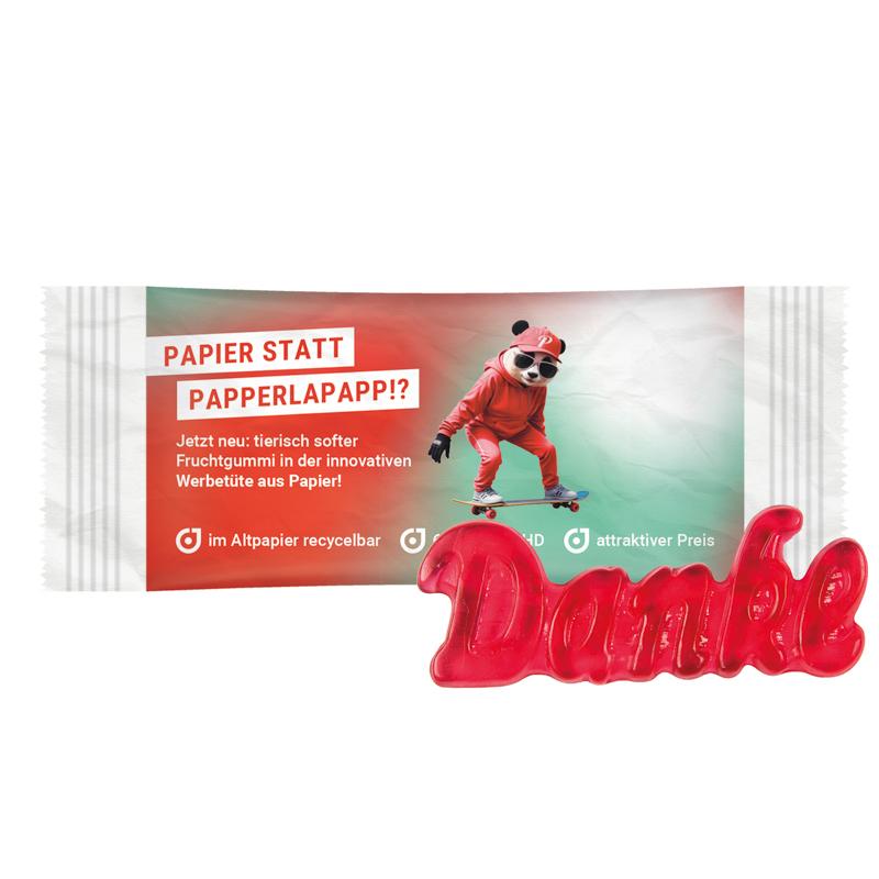 Trolli Fruchtgummi "Danke", recyclefähigem Papier, weiß