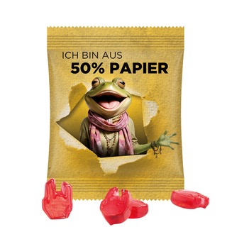 Minitüte Sonderform, 10 g, Folie mit ca. 50% Papieranteil, weiß, Trolli Fruchtgummi