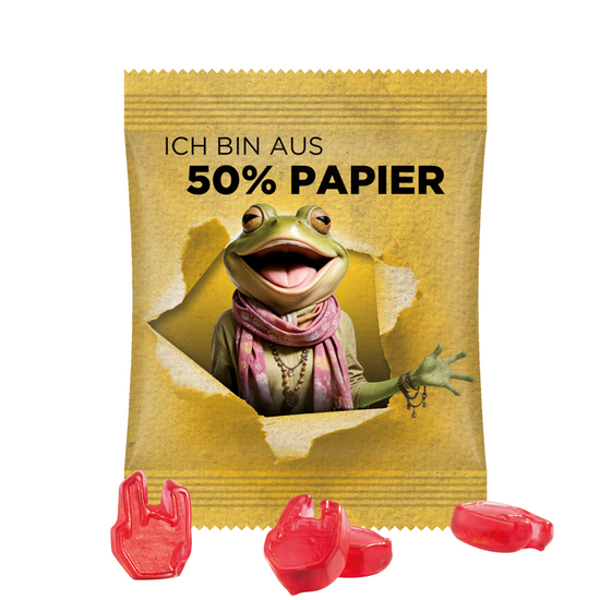 Minitüte Sonderform, 10 g, Folie mit ca. 50% Papieranteil, weiß, Trolli Fruchtgummi