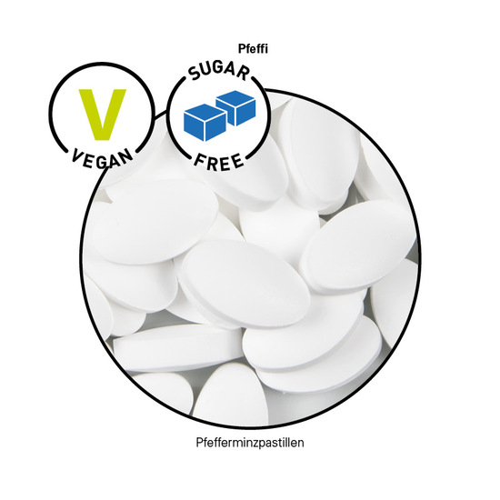 Express Klappdose, Pfeffi zuckerfreie Pfefferminzpastillen