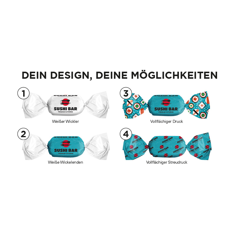 Pfefferminz Bonbon im weißen, kompostierbaren Wickler