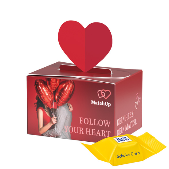 Geschenkbox Mini Herz, Ritter SPORT Schokowürfel Schoko Crisp