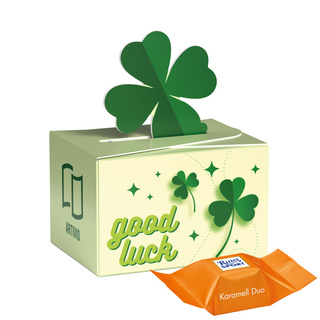 Geschenkbox Mini Kleeblatt, Ritter SPORT Schokowürfel Karamell Dou