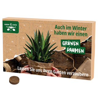 Wachsender Adventskalender Eco L, Papierblister, 24 Samentütchen & Substrattabletten