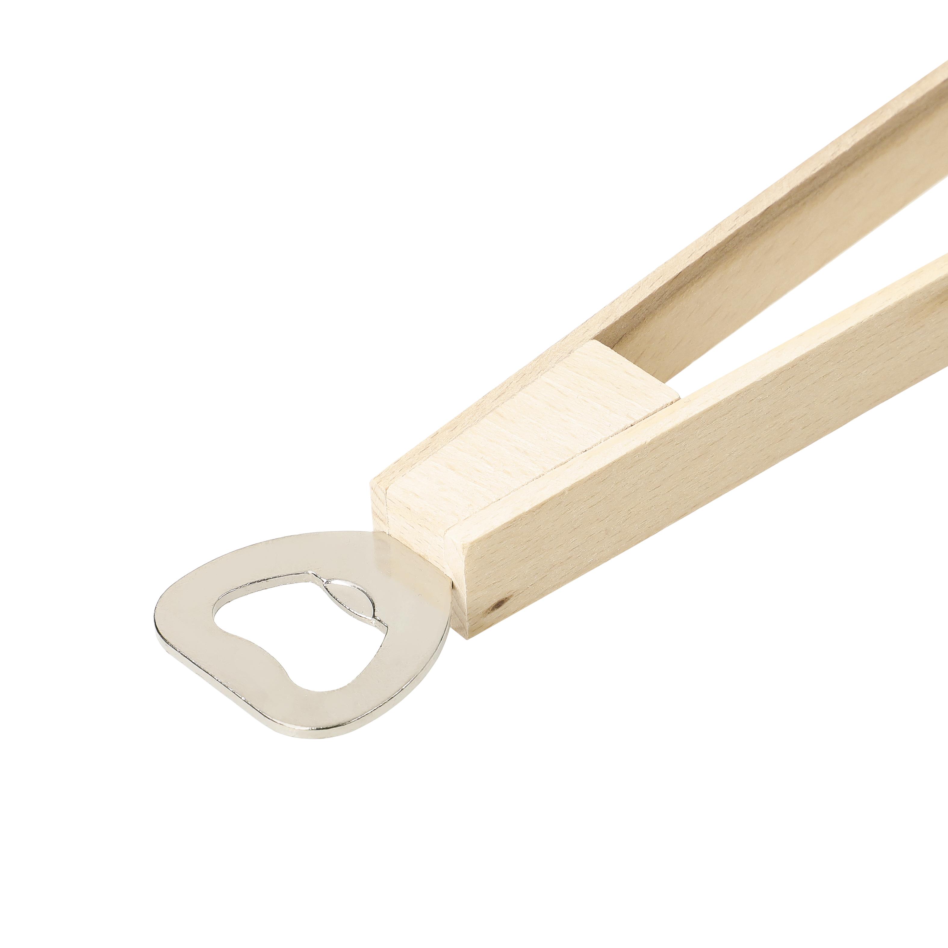 Holz-Grillzange "Opener" mit Kapselheber, 43 cm