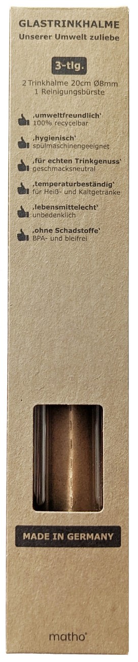 2er Glastrinkhalm Set + Bürste