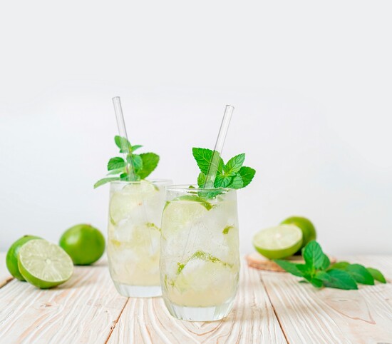 4er Glastrinkhalm Set + Bürste