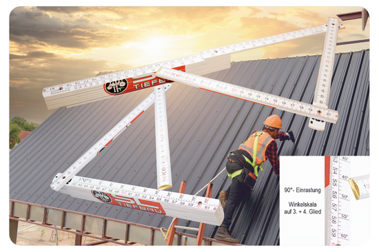 Holz-Gliedermaßstab mit Winkelskalierung