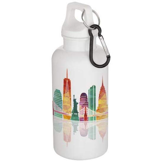 Oregon 400 ml einfarbige RS-zertifizierte Trinkflasche aus recyceltem Kunststoff mit Karabinerhaken