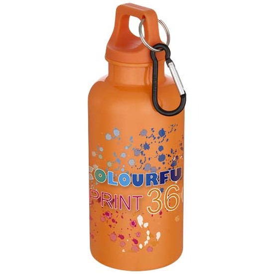 Oregon 400 ml einfarbige RS-zertifizierte Trinkflasche aus recyceltem Kunststoff mit Karabinerhaken