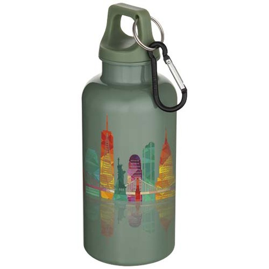 Oregon 400 ml einfarbige RS-zertifizierte Trinkflasche aus recyceltem Kunststoff mit Karabinerhaken