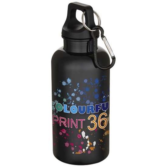 Oregon 400 ml einfarbige RS-zertifizierte Trinkflasche aus recyceltem Kunststoff mit Karabinerhaken