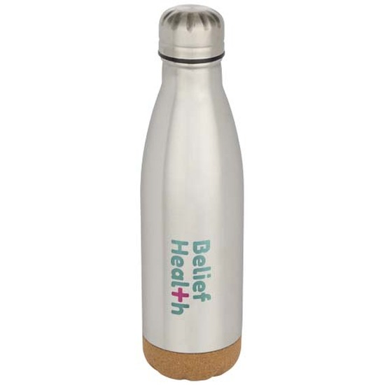 Cove 500 ml doppelwandige, vakuumisolierte Trinkflasche aus Edelstahl mit Korkdetails