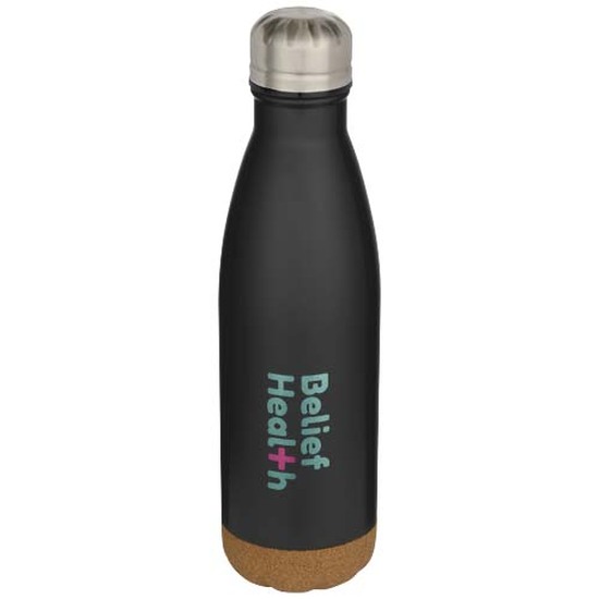 Cove 500 ml doppelwandige, vakuumisolierte Trinkflasche aus Edelstahl mit Korkdetails