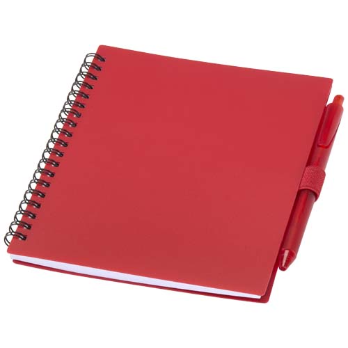 Niove Softcover Notizbuch aus recyceltem Kunststoff mit Kugelschreiber (blaue Mine)