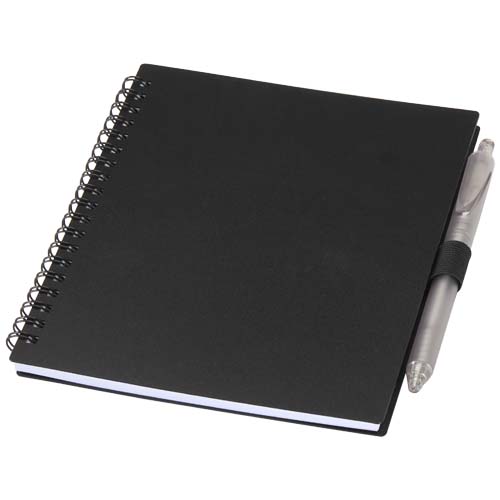 Niove Softcover Notizbuch aus recyceltem Kunststoff mit Kugelschreiber (blaue Mine)