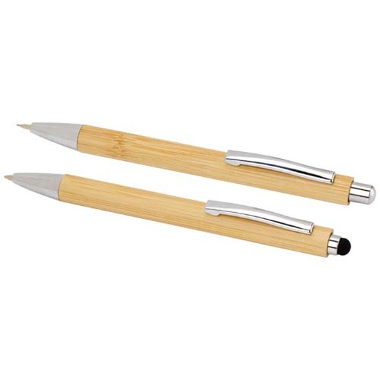 Oblys Kugelschreiber und Druckbleistiftset aus Bambus (schwarze Mine)